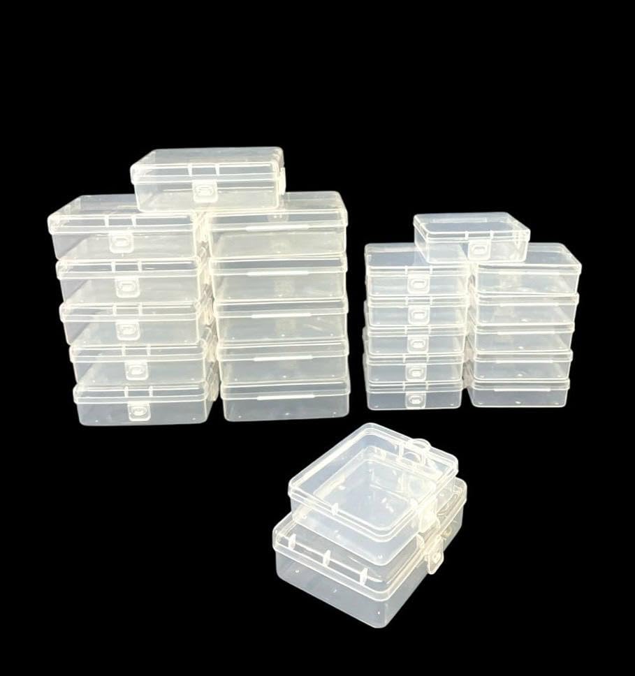 URBAA Plastic Storage Box Set, 24 Pieces, Clear Containers with Locking Lids and hook for hanging, 12 Small and 12 Extra Small F