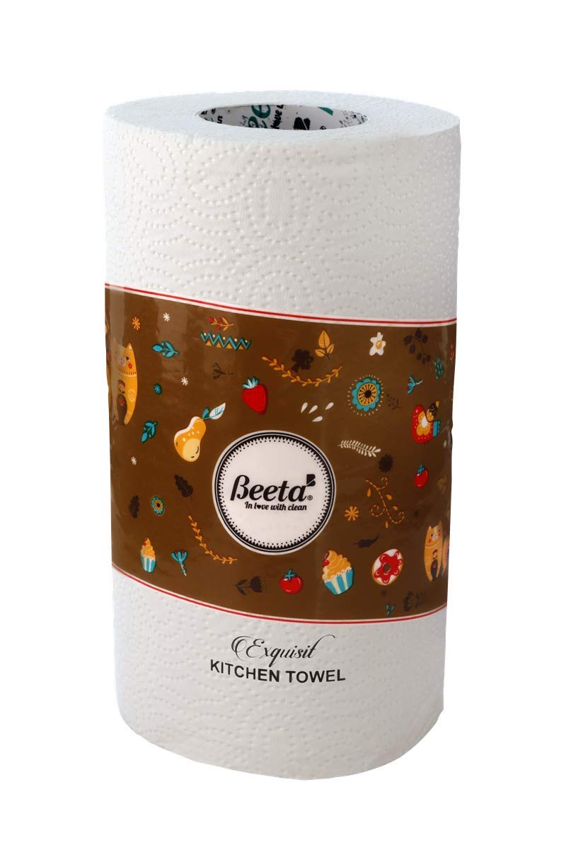 Beeta Kichen Towel Paper Roll  Regular Kitchentowel roll 200 Emb 4 Ply 50 Pulls (Pack of 4)
