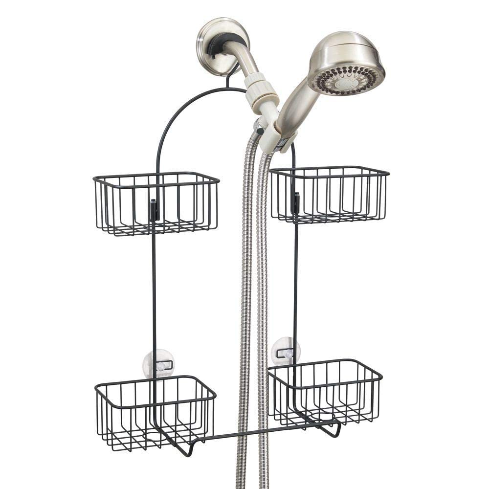 INDIAN DECOR 289784 Metal Hanging Bath and Shower Caddy Organizer for Hand Held Shower Head and Hose  Storage for Shampoo, Cond