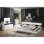 Best Master Furniture White Lacquer 2-Drawer Writing Desk Silver