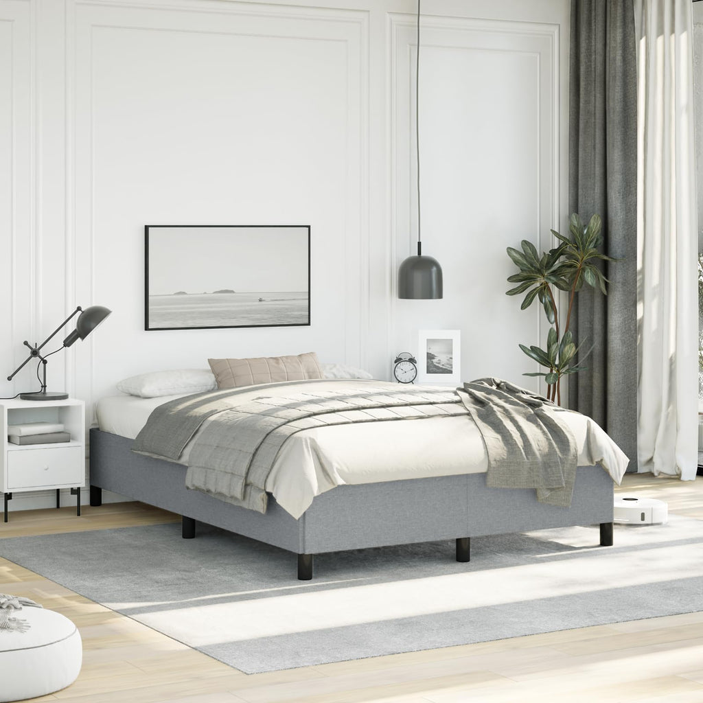 Vidaxl Bed Frame Light Gray 53.9''X74.8'' Full Fabric