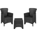 Flash Furniture Seneca Dark Gray Faux Rattan Plastic Chair Set with Matching Side Table