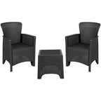 Flash Furniture Seneca Dark Gray Faux Rattan Plastic Chair Set with Matching Side Table