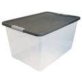 HOMZ 2-Pack Plastic Storage Bins w/ Lids, Stackable Totes, 64 Quart, Clear/Gray