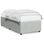 vidaXL Velvet upholstered Twin XL Bed Frame - Light Gray - slats for Support - Modern Style - Assembly Required