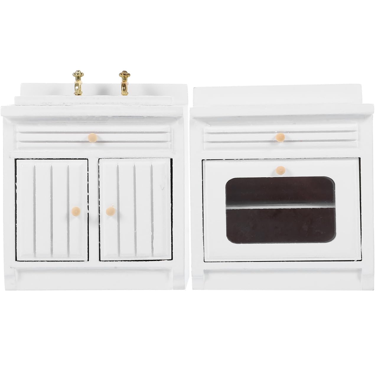 ibasenice Miniature Dollhouse Kitchen Sink and Stove Set 1 12 Scale Mini Sink Cabinet Furniture for Dollhouse Kitchen Decor and 