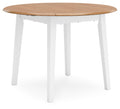 Signature Design by Ashley Gesthaven Farmhouse Dining Drop Leaf Table with 4 Legs, Light Brown & White