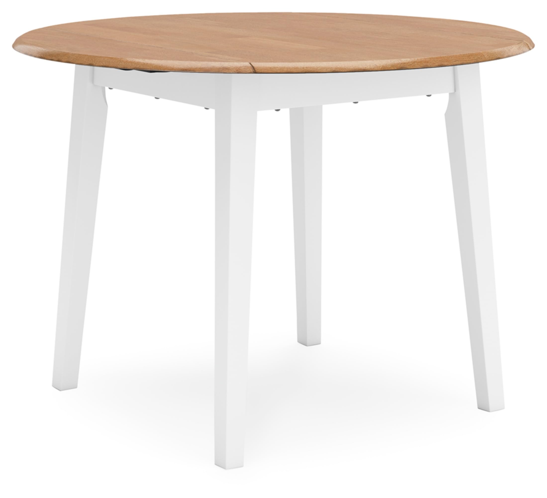Signature Design by Ashley Gesthaven Farmhouse Dining Drop Leaf Table with 4 Legs, Light Brown & White