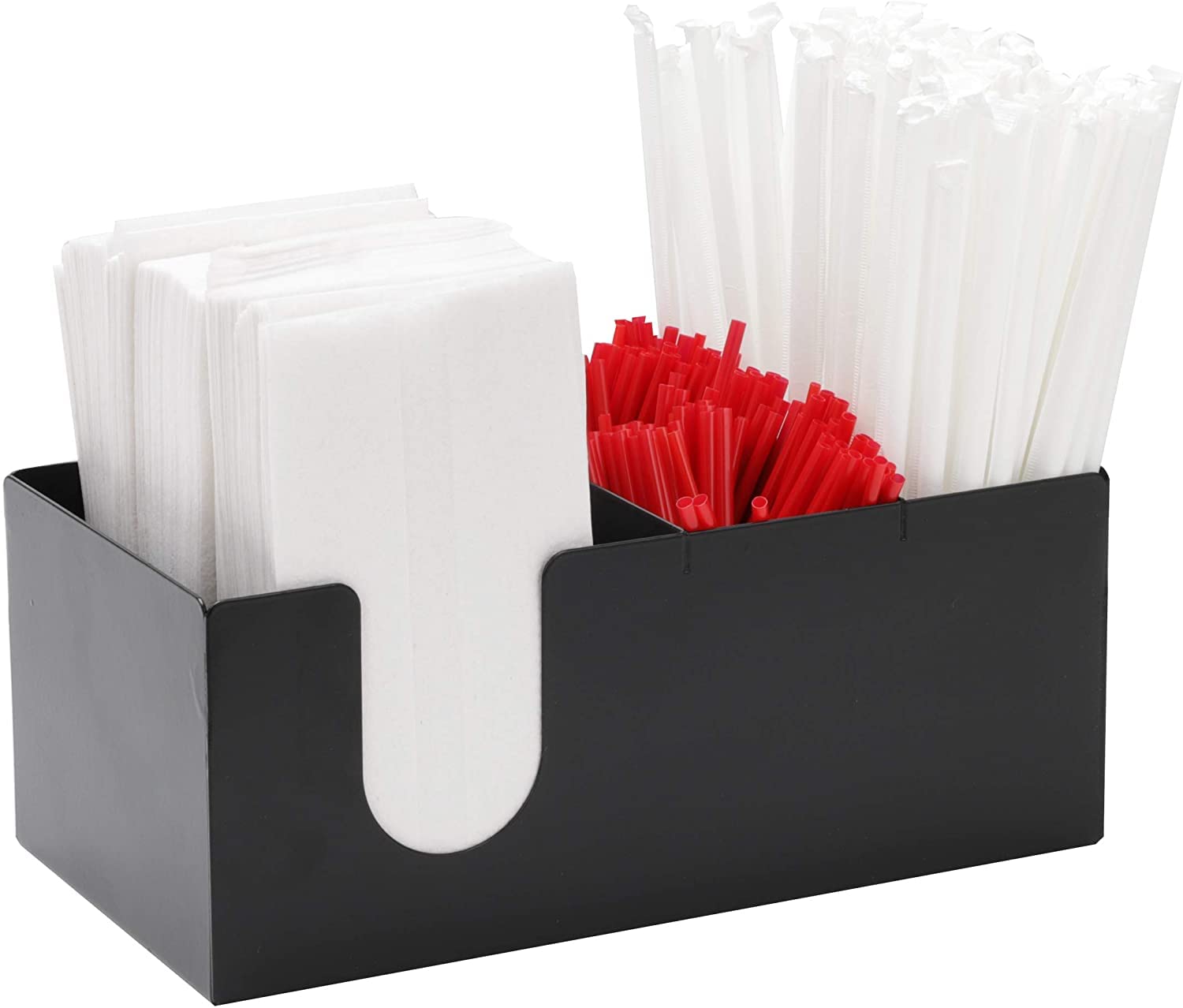 Indian Decor 50131 Classic 5 Compartment Station, MultiSection Organizer For Napkins, Utensils, Straws, Condiments, Stainless S