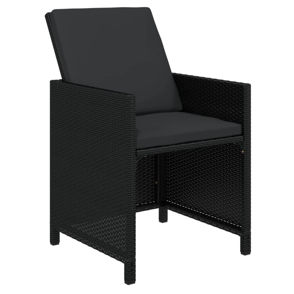 vidaXL Patio Dining Set 7 Piece with Cushions Garden Outdoor Terrace Balcony Backyard Table and Chair Seat Seating Furniture Poly Rattan Black