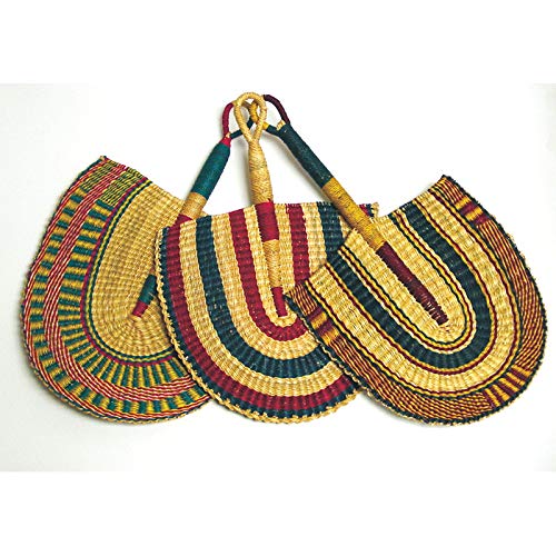 Omaqa One Burkina Faso African Hand Fan Woven 16'' Long For Women & Men | Home Decoration