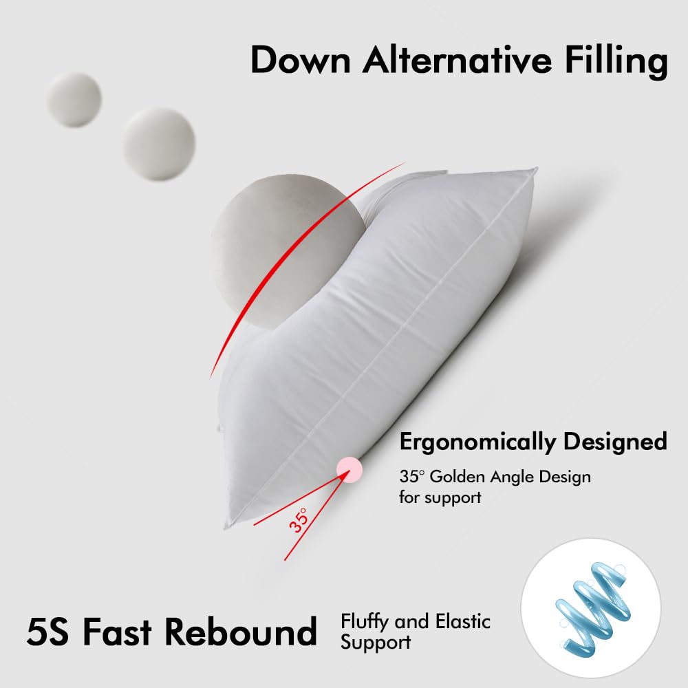 Miulee 18X18 Down Alternative Pillow Insert Decorative Throw Pillow 18 Inch Body Pillow Bed Sleeping Pillow Ultra Soft Fluffy Pi