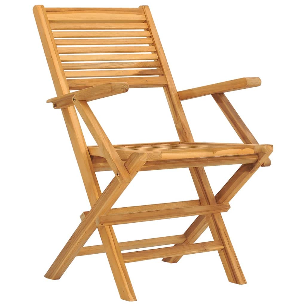 vidaXL Folding Patio Chairs 4pcs Set – 21.7"x24.4"x35.4" - Teak Wood Outdoor Seating – Foldable, Space-Saving Design - Smooth, Refined Finish – Comfortable Backrest and Armrests – Scandinavian Style