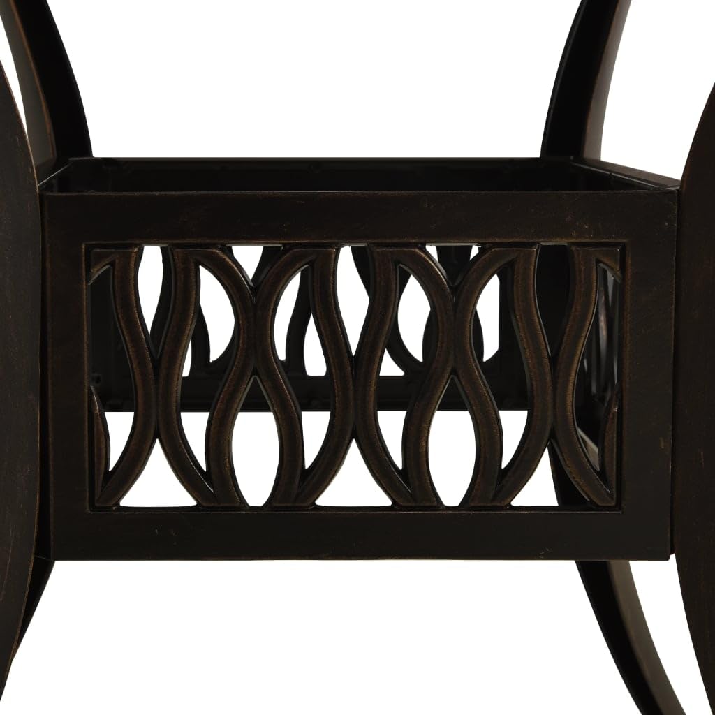 vidaXL Bronze Patio Table, Cast Aluminum, Outdoor Use, Square Design, Stable, 35.4"x35.4"x28.7" with Umbrella Hole, Requires Assembly