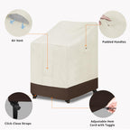 Easy-Going Heavy Duty Outdoor Stackable Chair Cover, Waterproof Patio Chair Cover, Windproof Outdoor Furniture Cover With Air Vent (1 Pack-28Wx36Dx47H Inch, Beige/Dark Brown)