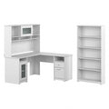 Bush Furniture Cabot 60W L Shaped Computer Desk with Hutch and 5 Shelf Bookcase in White