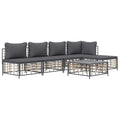 vidaXL 6-Piece Patio Lounge Set with Cushions - Poly Rattan Anthracite with Dark Grey Cushions - Outdoor Sofa with Steel Frame and Table, Ideal for Gardens, Patios and Terraces