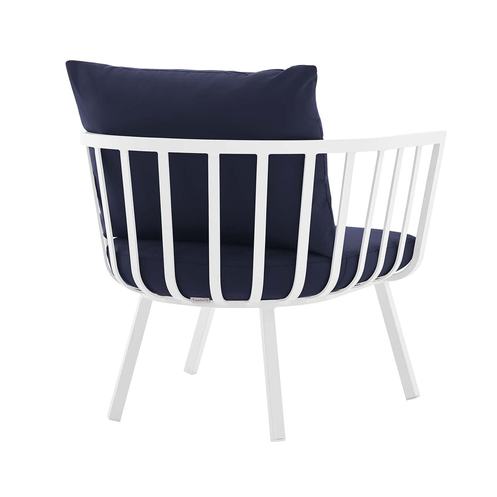 Modway Riverside Outdoor Furniture, Armchair, White Navy