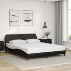 vidaXL Bed Frame with Headboard Black Queen Faux Leather 85.8"x61.8"x29.3" Stylish Modern Faux Leather Bed with Plywood Slats and Sturdy Legs