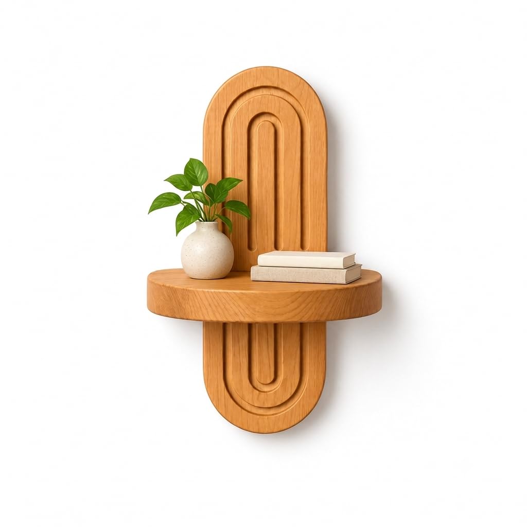 Keilyox Wooden Wall Shelf 1 Tier, Arched Floating Shelf For Home Decor