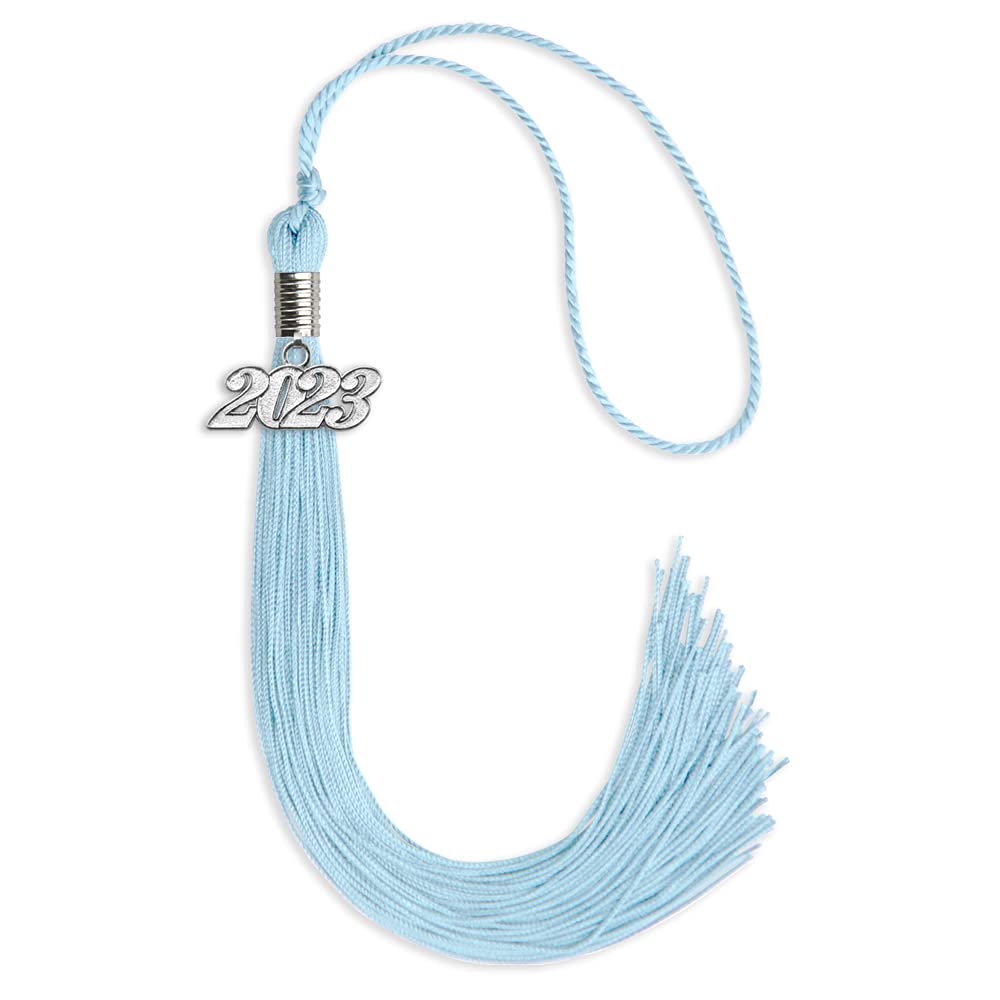Endea Graduation Single Color Tassel with Silver Date Drop (Light Blue, 2023)