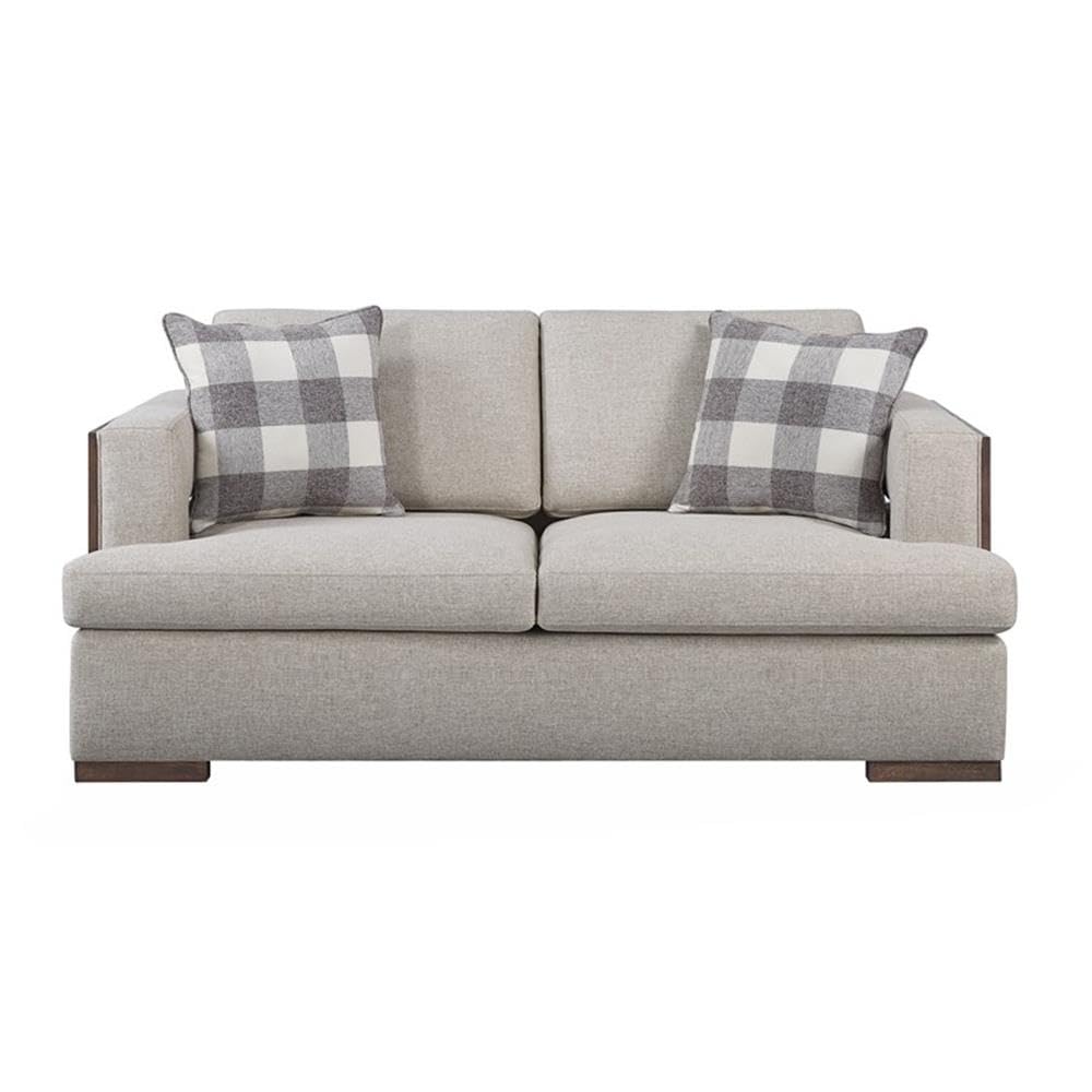 Acme Niamey Loveseat with 2 Pillows in Fabric & Cherry