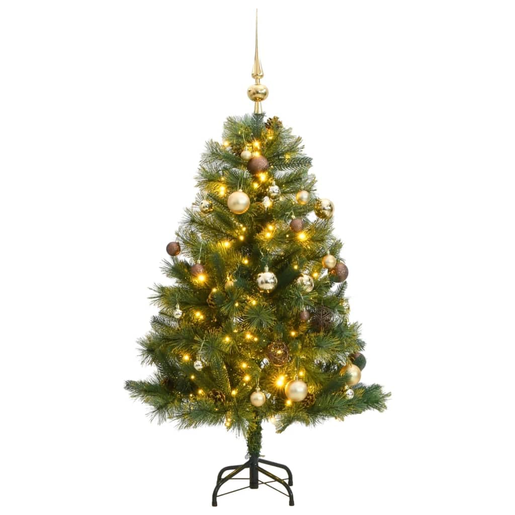 Vidaxl Artificial Hinged Christmas Tree  47.2 Inch  Tall Festive Holiday Decor With Optimal Sturdiness, 150 Led Lights, Various Lig