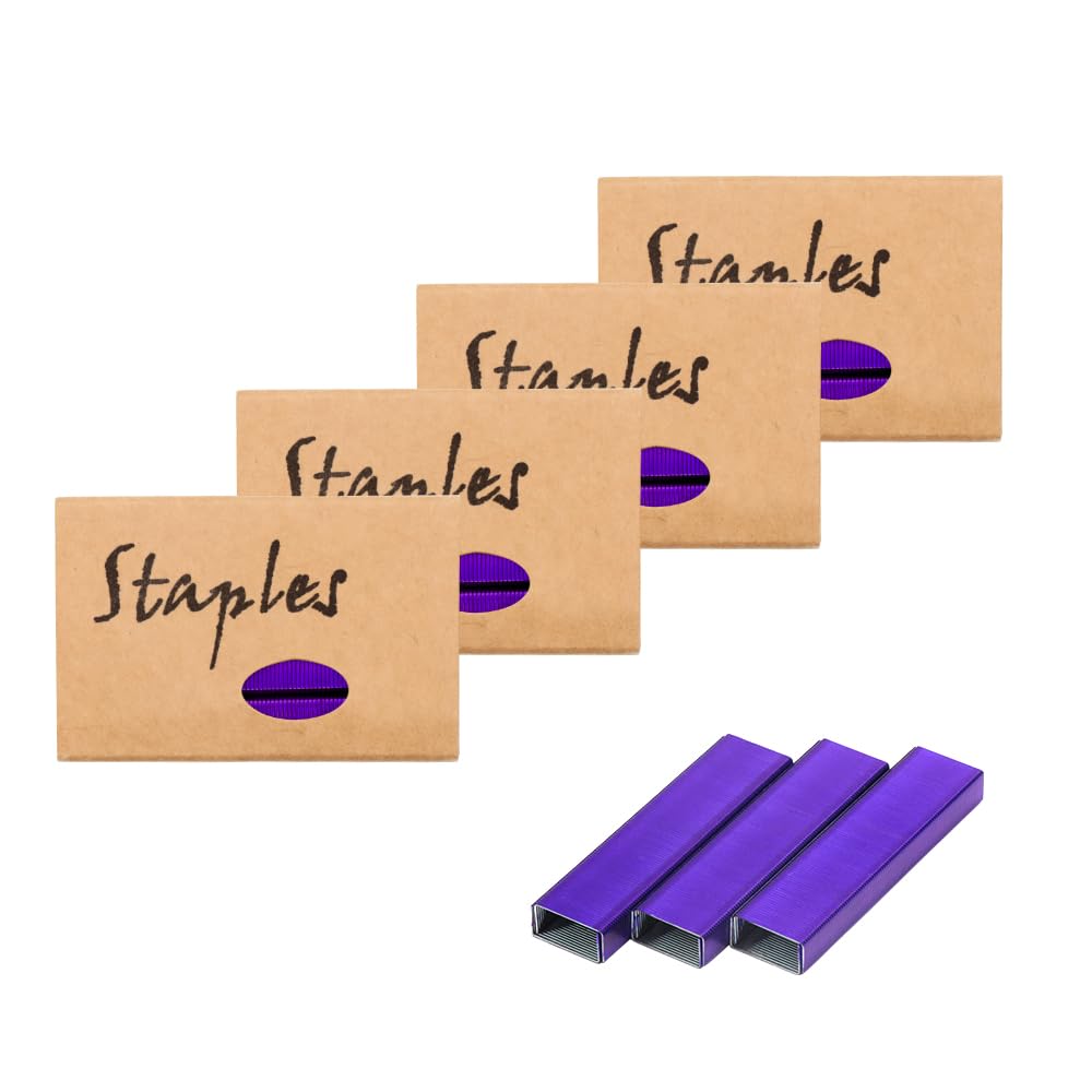 Mogoostry 4 Pack 26/6 Purple Staples - Jam Free, 1000Pcs/Box, Metal Refills for Stapler, Total 4000Pcs