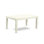 East West Furniture Lgno7-Lwh-W 7 Piece Dining Table Set Consist Of A Rectangle Dining Room Table With Butterfly Leaf And 6 Wooden Seat Chairs, 42X84 Inch, Linen White