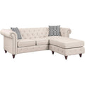 Acme Waldina Tufted Linen Fabric Upholstered Reversible Sectional Sofa in Brown