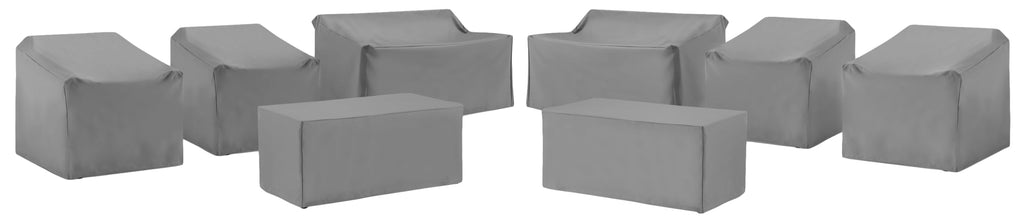Crosley Furniture Patio Furniture Covers, Waterproof 8-Piece Cover Set for Outdoor Chairs, Loveseats, Tables, Gray