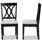 Baxton Studio Reneau Modern and Contemporary Grey Fabric Upholstered Espresso Brown Finished Wood 2-Piece Dining Chair Set