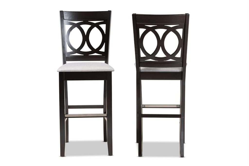 Baxton Studio Carson Gray Upholstered Espresso Wood 2-Piece Bar Stool Set