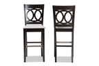 Baxton Studio Carson Gray Upholstered Espresso Wood 2-Piece Bar Stool Set