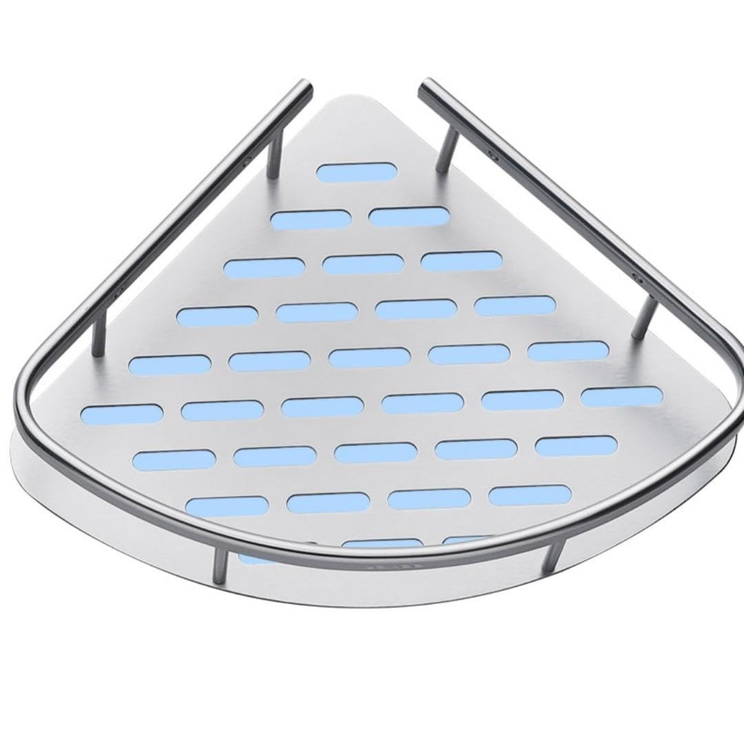 Delavala Shower Corner Caddy, Silver Bathroom Basket Shelf Without Hooks,Space Aluminum Rust Proof Waterproof Home Essentials Wa