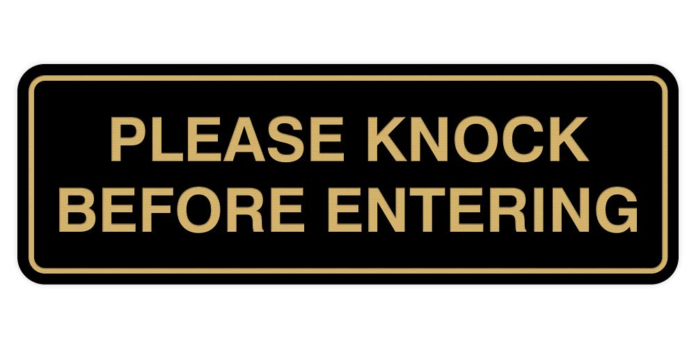 Standard Please Knock Before Entering Sign - Black/Gold - Small 1 Pack