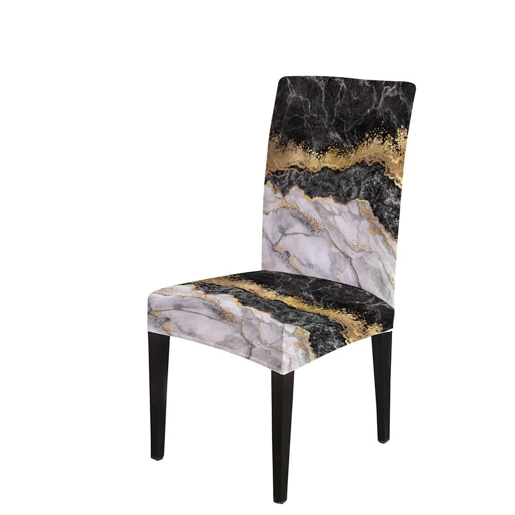 Capsceoll Black Gold Grey Chair Covers Dining Chair Slipcovers Set Of 4 Stretch Parsons Chair Slipcovers Universal Removable Washable Parson Chair Covers For Dining Room Living Room Kitchen