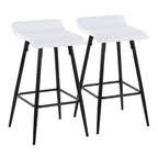 Ale 26 Contemporary Fixed Height Counter Stool In Black Steel And White Faux Leather By Lumisource - Set Of 2
