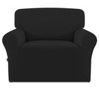 Easy-Going Fleece Stretch Sofa Slipcover Spandex Non-Slip Soft Couch Sofa Cover, Washable Furniture Protector With Anti-Skid Foam And Elastic Bottom For Kids, Pets(Chair, Black)