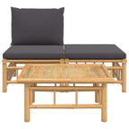 vidaXL Patio Lounge Set – 3 Piece Bamboo Outdoor Furniture Set with Dark Gray Cushions, Flexible Design for Custom Layouts, Durable and Natural Material