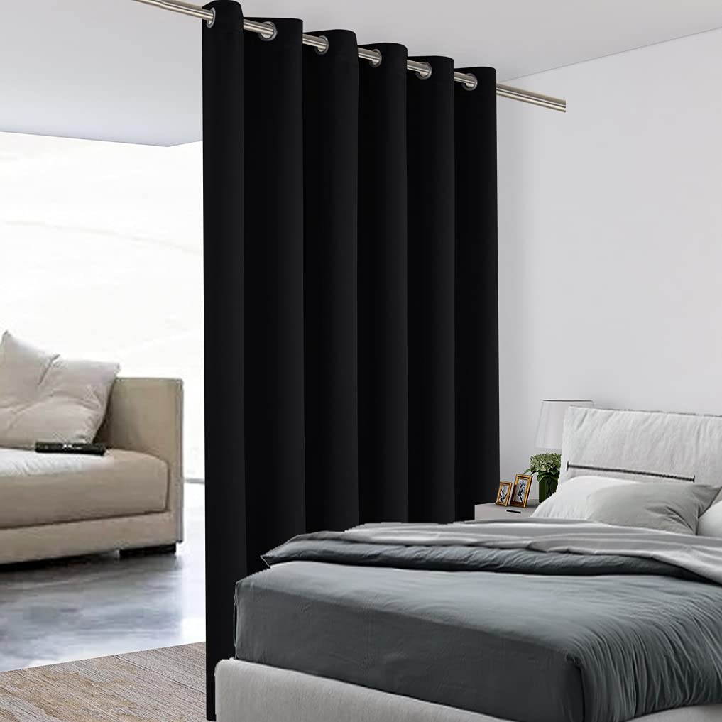 Bonzer Room Divider Curtain Grommet Thermal Insulated Wide Blackout Curtains For Bedroom Living Room, 96L X 70W Inch (8L X 5.8W