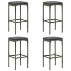 vidaXL Patio Bar Set 5 Piece, Bistro Set for Outdoor Porch Yard, Bar Stool with Cushions, Bistro Table, Farmhouse Modern Style, Poly Rattan Gray