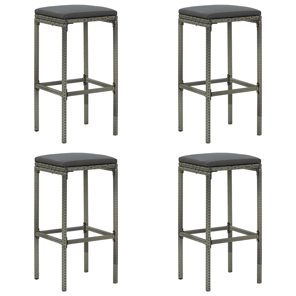 vidaXL Patio Bar Set 5 Piece, Bistro Set for Outdoor Porch Yard, Bar Stool with Cushions, Bistro Table, Farmhouse Modern Style, Poly Rattan Gray