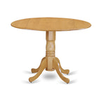 East West Furniture DLAV3-OAK-W 3 Piece Dining Room Furniture Set Contains a Round Kitchen Table with Dropleaf and 2 Dining Chairs, 42x42 Inch, Oak