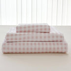 NSNLGSGC Pink Gingham Queen Sheet Set, Soft Brushed Microfiber Plaid Queen Bed Sheets, 4-Pieces Grid Sheet Set with Deep Pocket