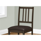 Monarch Specialties I 1304 Dining Chair, Set of 2, Side, Upholstered, Kitchen, Dining Room, Pu Leather Look, Wood Legs, Brown, Transitional