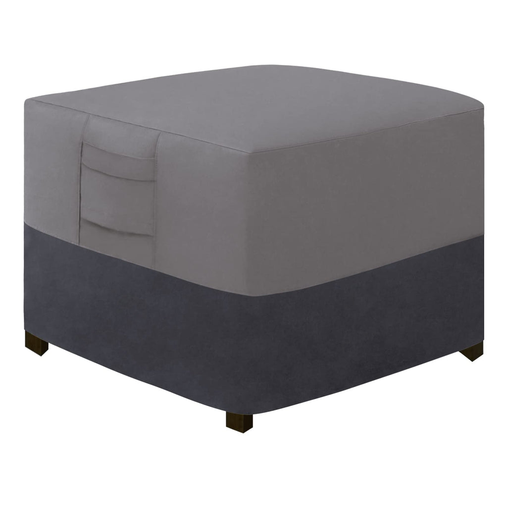 Easy-Going Outdoor Ottoman Cover, Waterproof Patio Ottoman Cover, Heavy Duty Outdoor Furniture Cover With Padded Handles (33'X33'X17', Gray/Dark Gray)