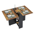 Tekavo Peyton Foldable Dining Table For Home 4 Seater | Space Saving, Movable With Wheels | 130Cm X 80Cm X 80Cm | Brown & Black