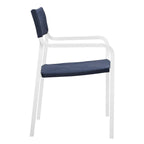 Modway Eei-3573-Whi-Nav Raleigh Outdoor Patio Aluminum Stackable Dining Armchair (Fully Assembled), White Navy