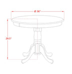 East West Furniture AMT-NLW-TP Antique Dining Table - a Round Wooden Table Top with Pedestal Base, 36x36 Inch, Natural & Linen White